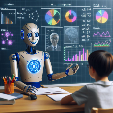 Ai generate image of robot tutoring in math